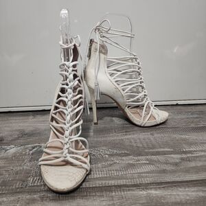 bebe Cream Strappy Heels